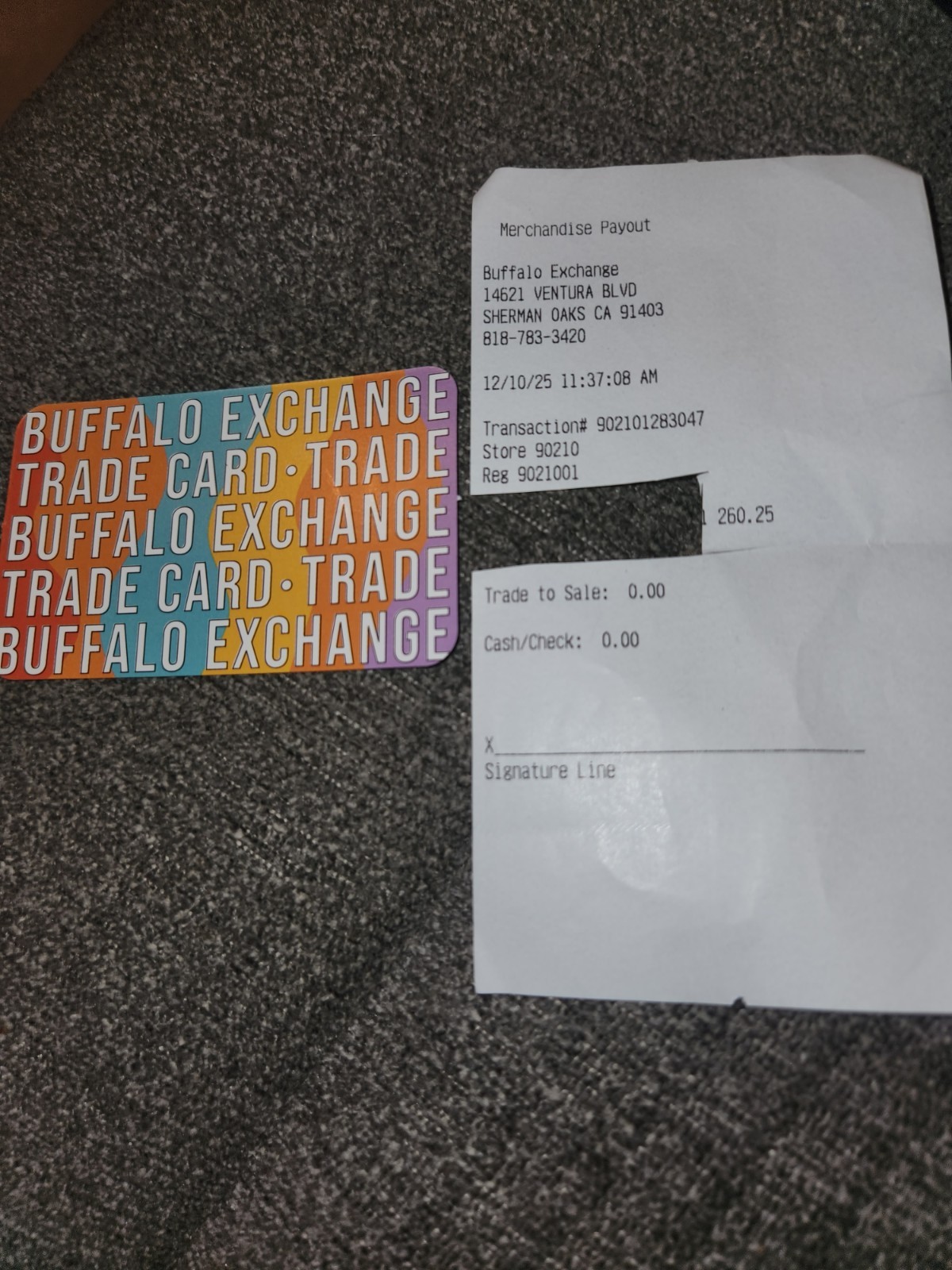 Buffalo exchange.   Gift Card Certificate $260 for $240