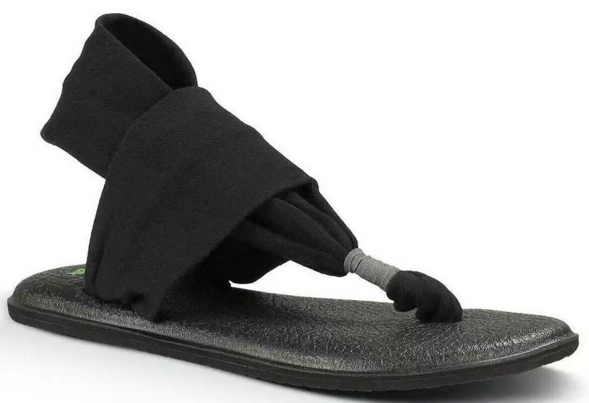 Women Sanuk Yoga Sling 2 Flip Flop Sandal SWS10001 Black Size 100%  Original New