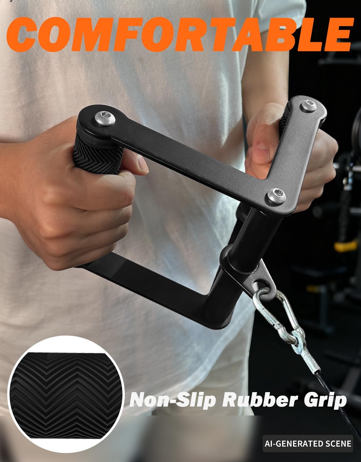 Fitarc Double D Row Handle Cable Attachments for Gym, D