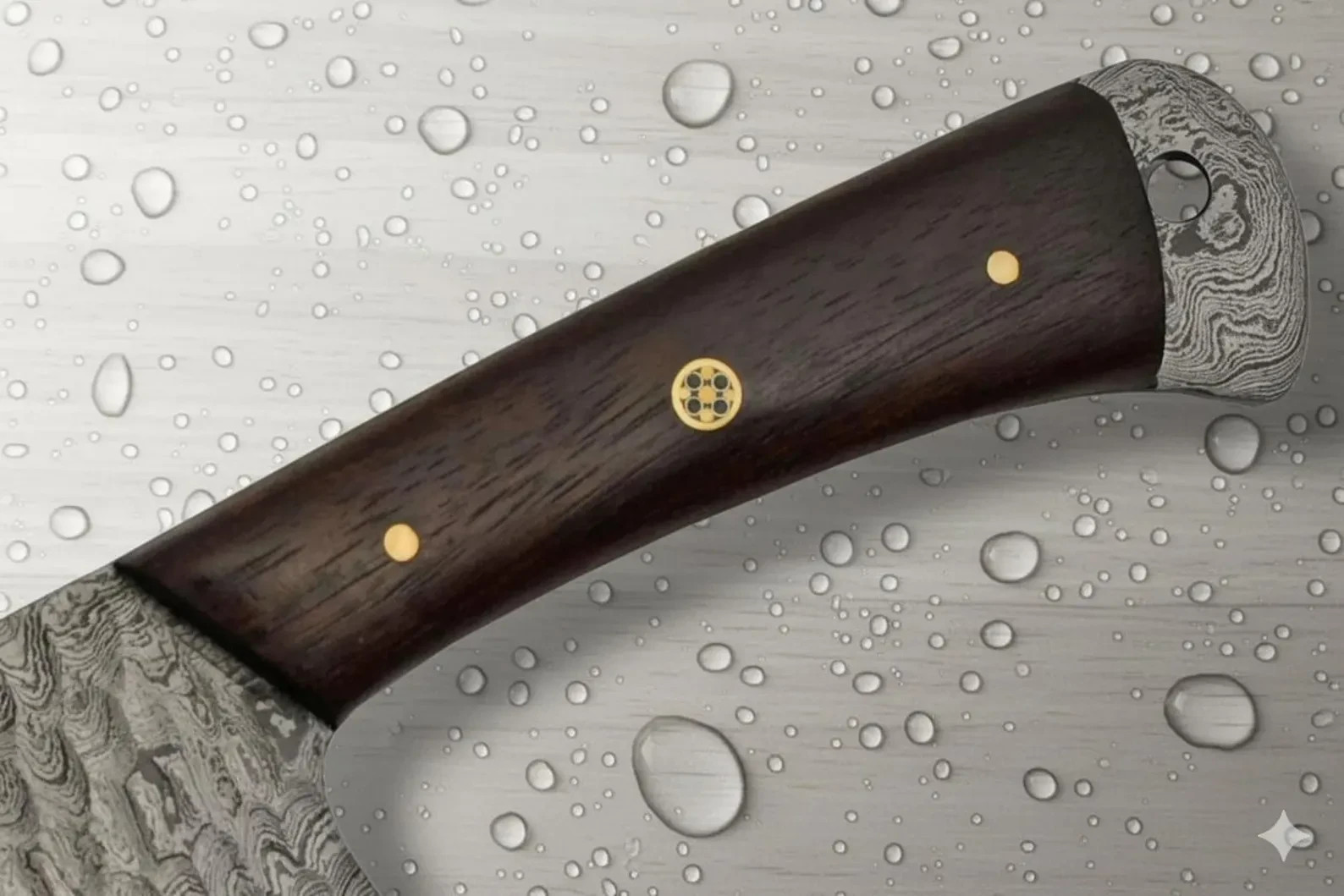 Hand Forged Damascus Chef Knife Raindrop Pattern Wood Handle Kitchen UtilityTool