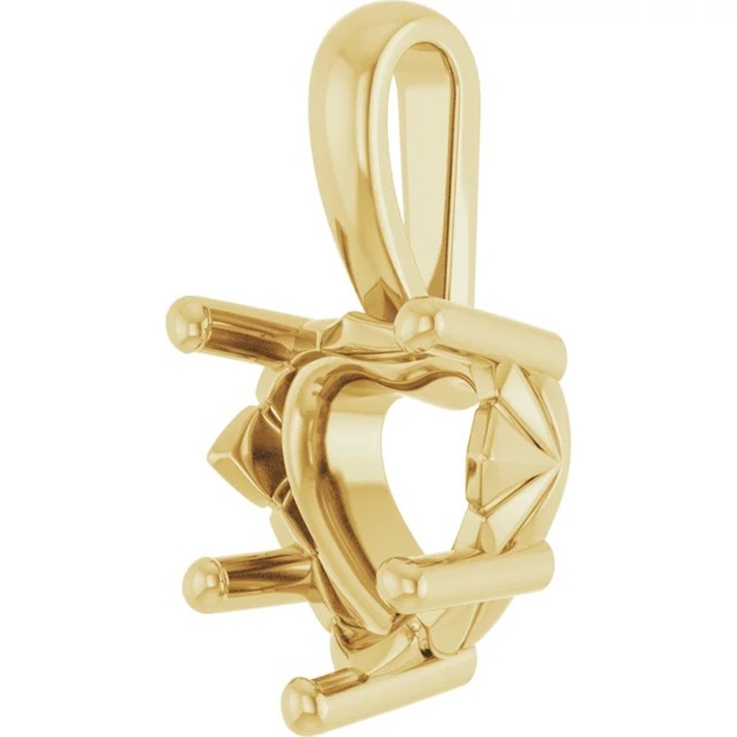 Heart Cut Pendant Mounting Solid 14K Yellow Gold Sculptural Inspired Setting USA