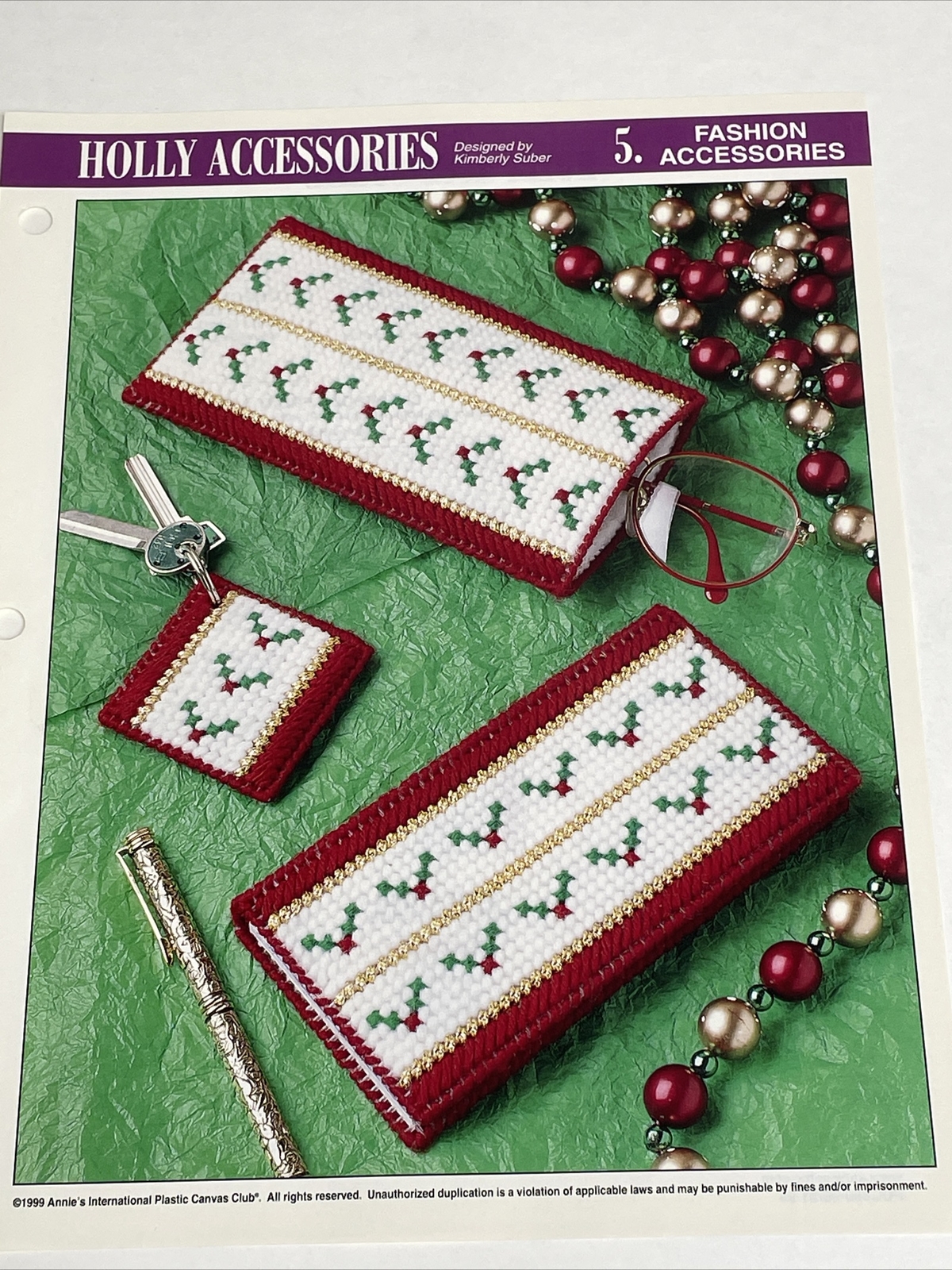 Holly Accessories Glasses Case Checkbook Cover Annie's Plastic Canvas Pattern