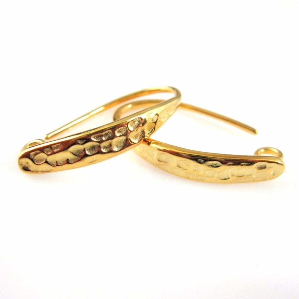 22K Gold plated over 925 Sterling Silver-Hammered Earwire - 1 pair