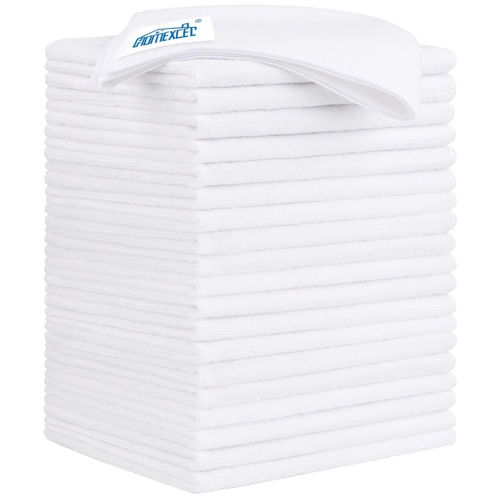 HOMEXCEL White Microfiber Cleaning Cloth 12 Pack, 12.5 x 12.5 inch Microfiber To
