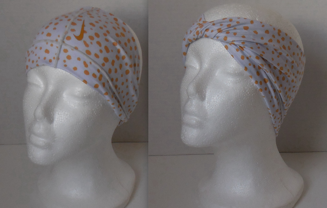 Nike Yoga Headband Wide Twist Printed Youth Football Grey/Gold Tone