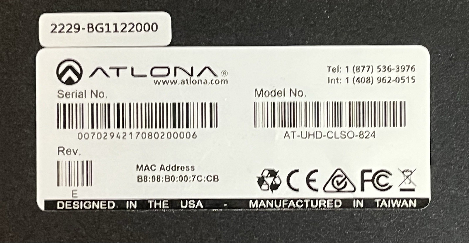 Atlona AT-UHD-CLSO-824 8x2 Multi-Format Matrix Switcher 4K / UHD