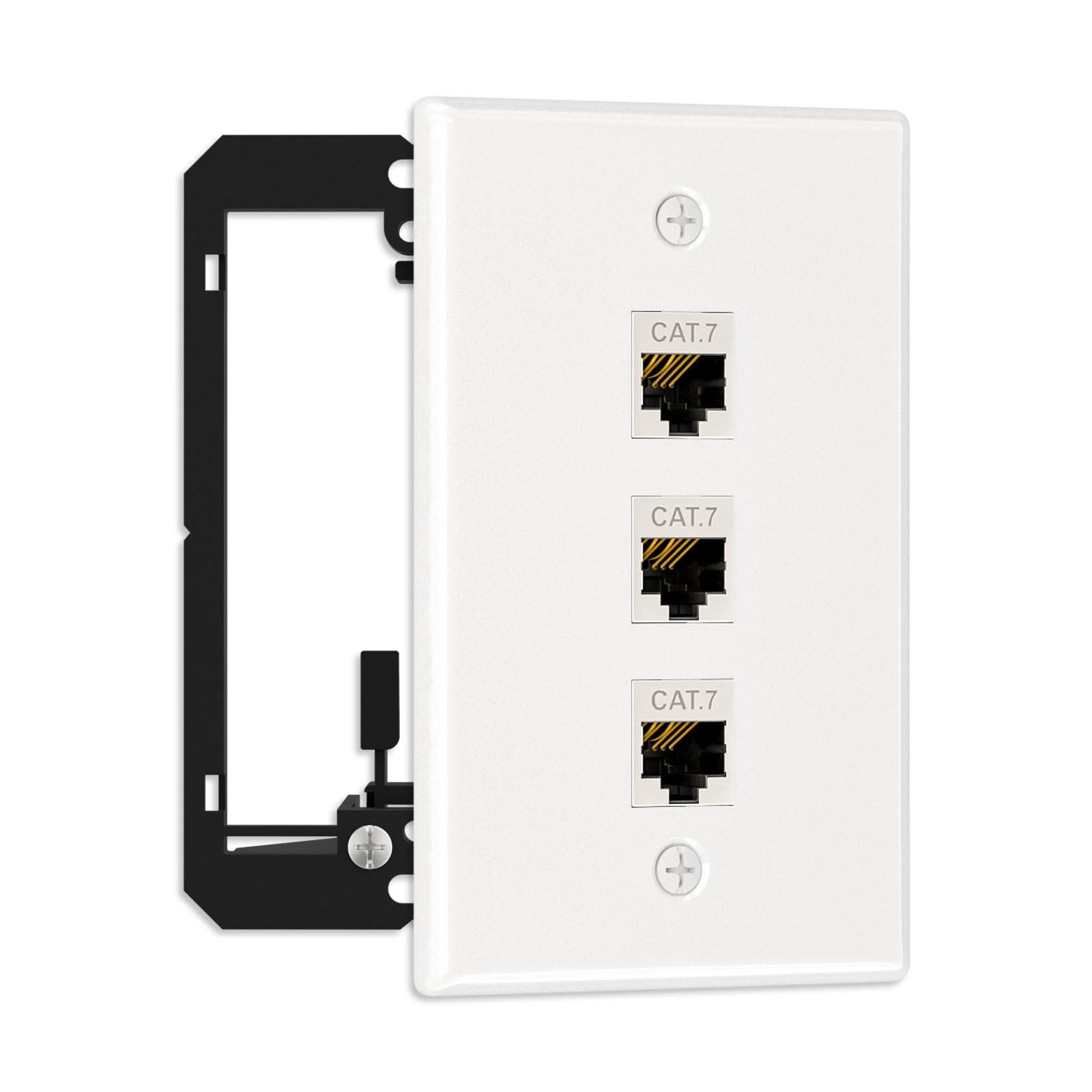 1-Pack Shielded Cat7 Ethernet Wall Plate, 3-Port Keystone
