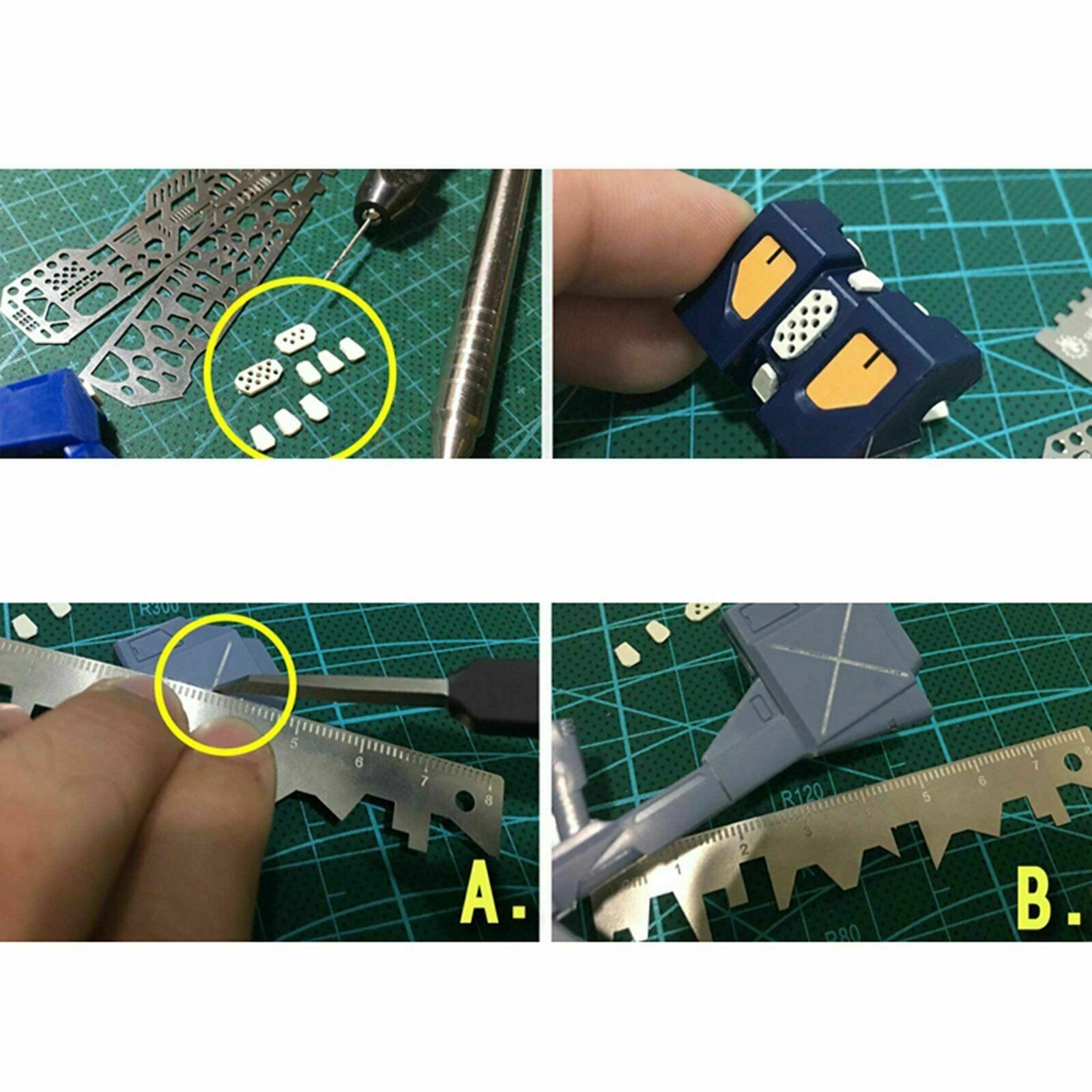 4PCs Drill Scribe Line Templates Ruler Craft Tools for 1/100, 1/144 Scale Models