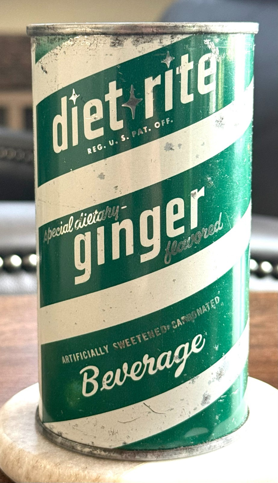 *Elusive* 12 oz. Diet Rite Ginger Beverage Flat Top Soda Can-Pre-Zip Code (1958)