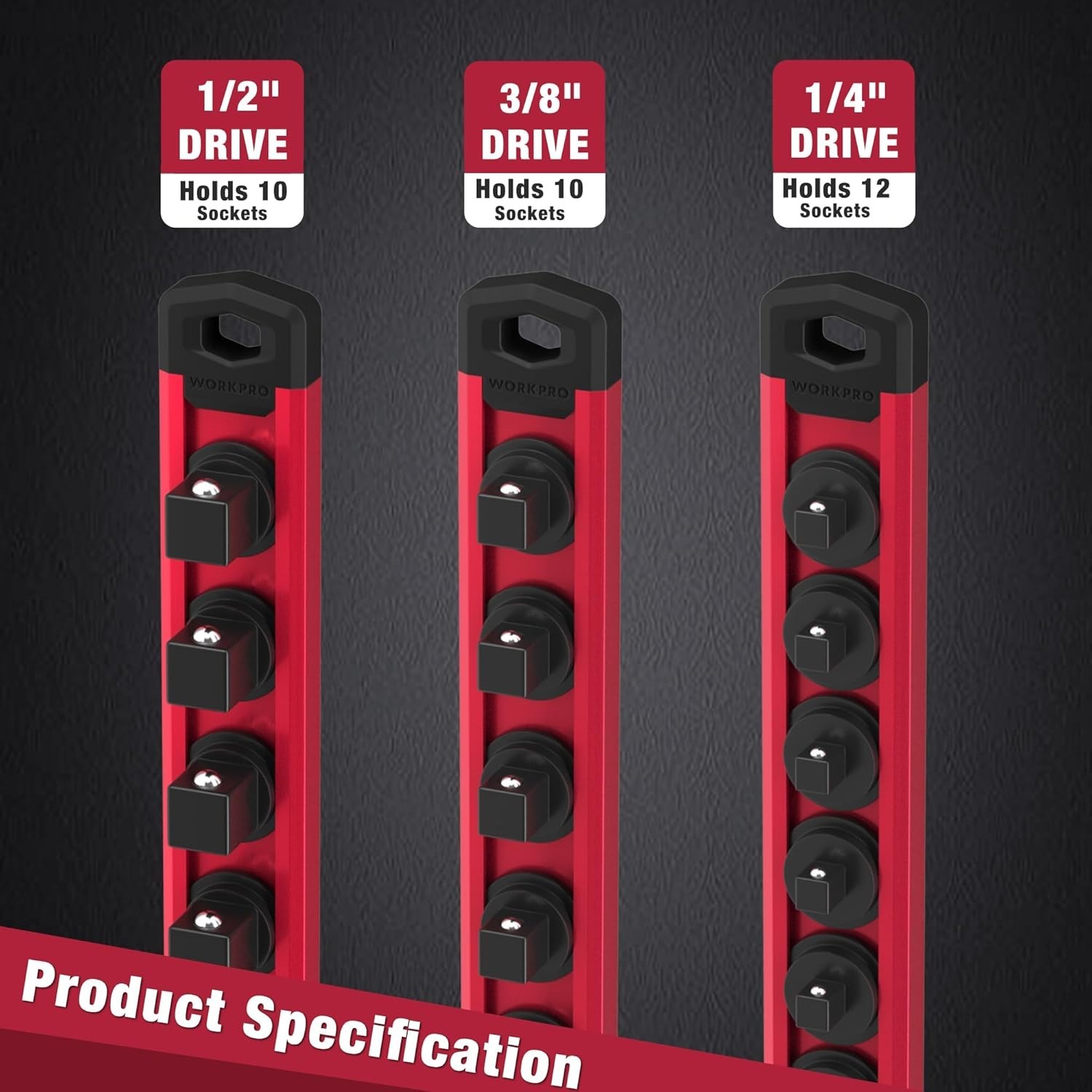Aluminum Magnetic Socket Rail Kit with Clips - Efficient Storage Solution