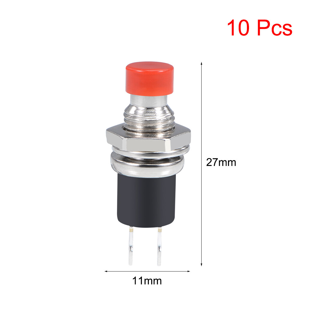 10Pcs,7mm Red Momentary Push Button Switch Round Flat Button SPST NO