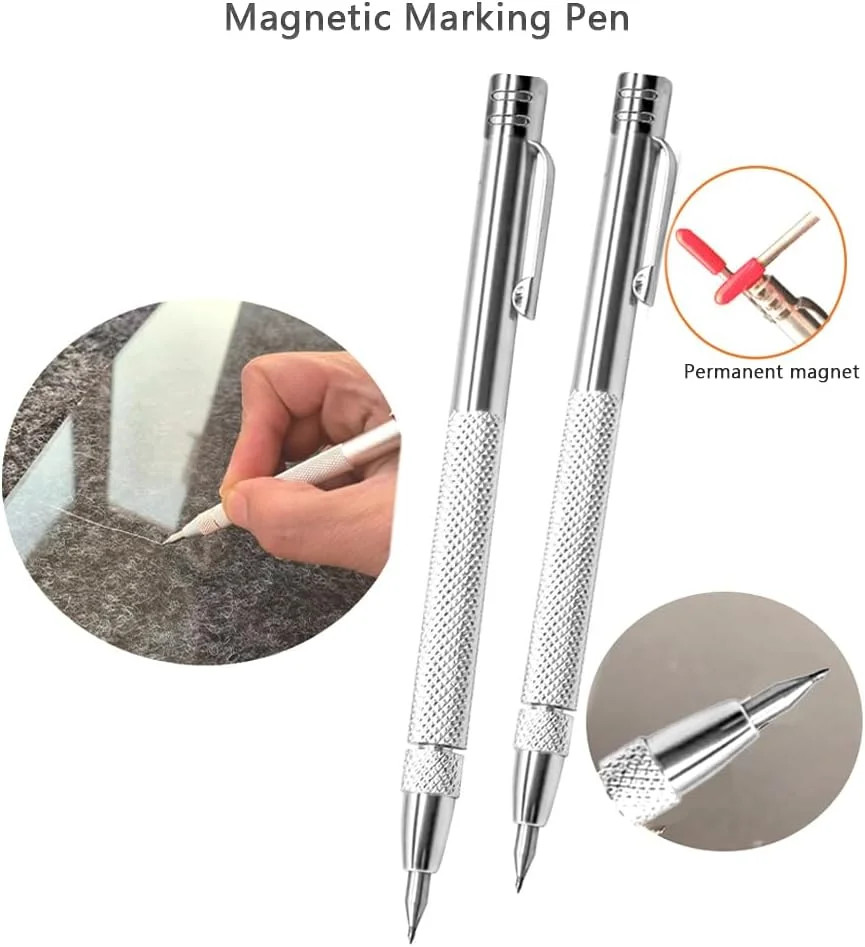 2PCS Tungsten Carbide Scriber Tool with Magnet with Extra 20 Replacement Mark...