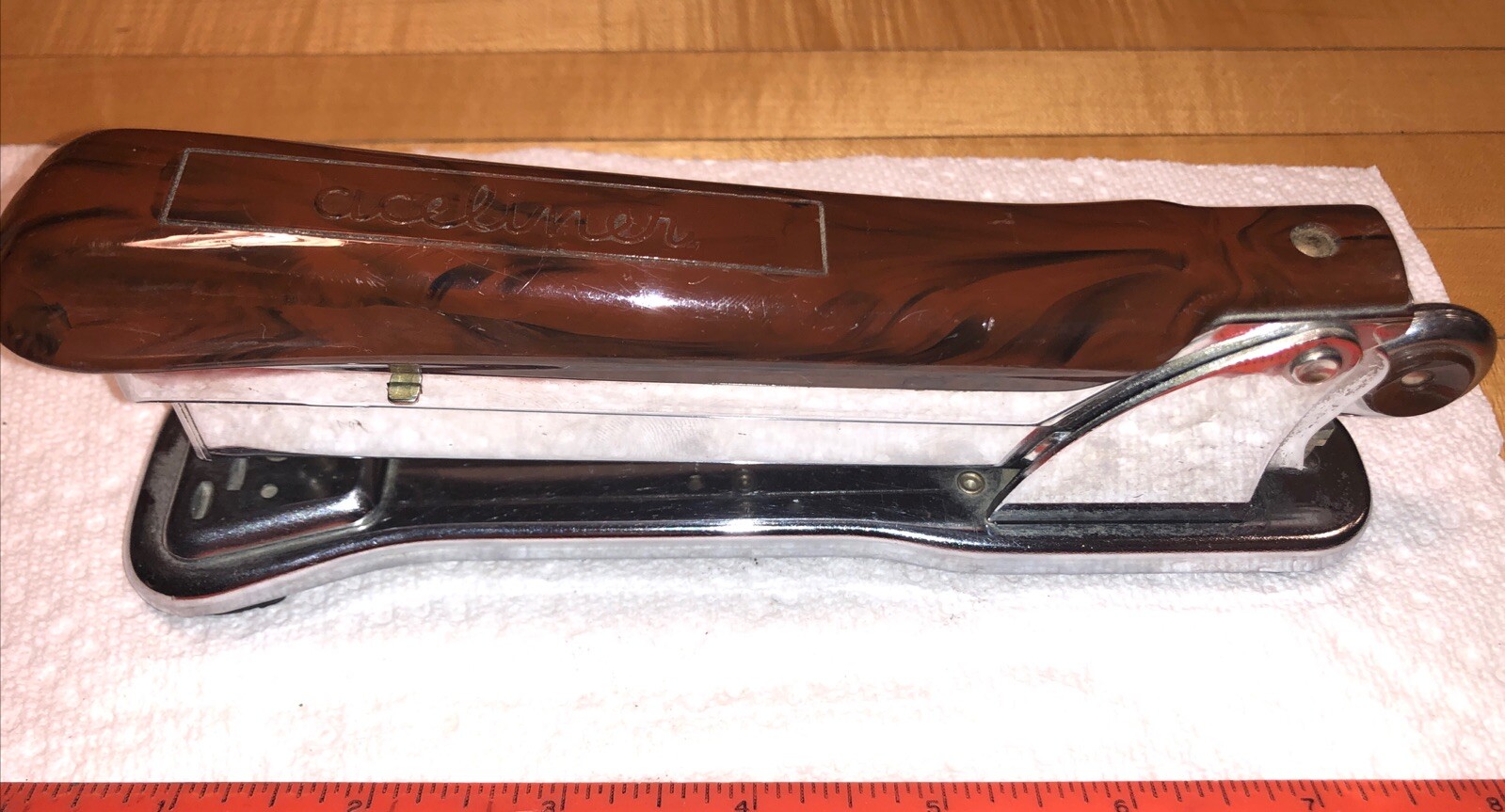 VTG Ace Liner Model 502 Stapler USA Desk Office MCM ACELINER Brown Aceliner