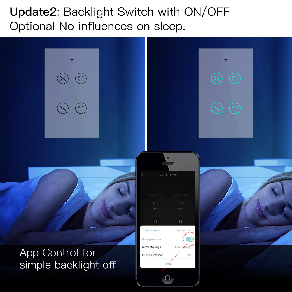 MOES 2Gang WiFi RF Smart Curtain Switch Roller Blinds Shutter Timer Alexa Google