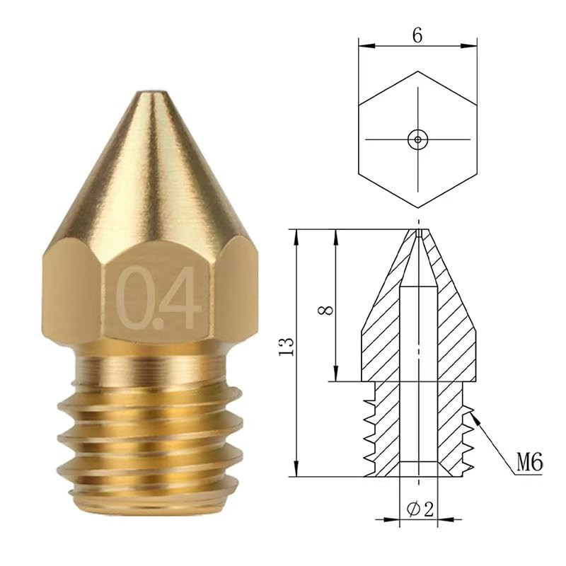 25PCS MK8 0.4Mm Brass 3D Printer Nozzles Kit, High-Temp Resistant Hotend Nozzles