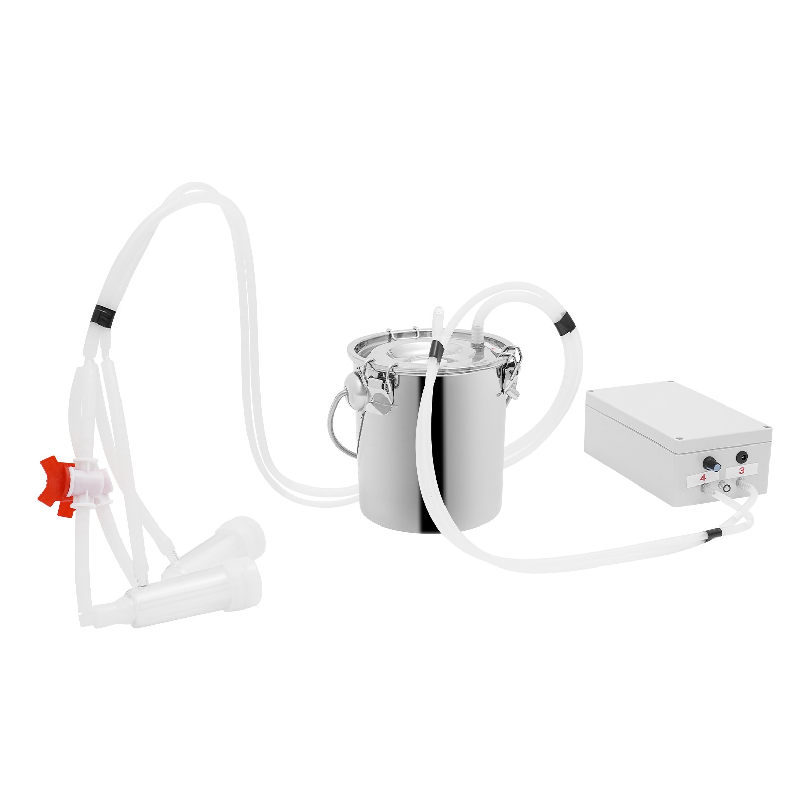 Electric Pulsation Cow Milking Machine, 3L Stainless Steel Bucket