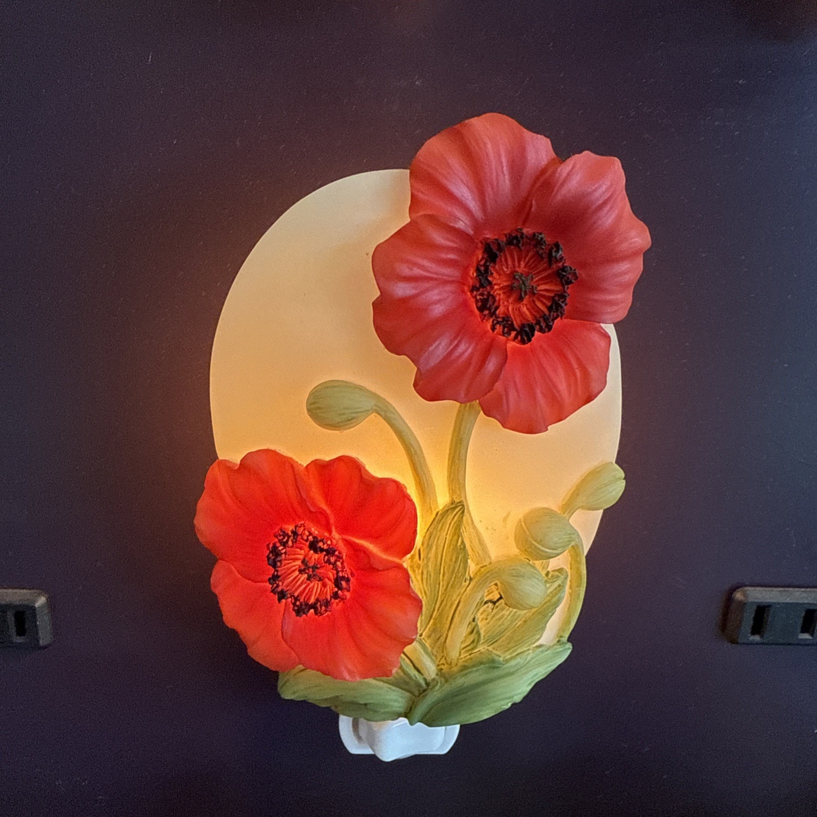 Ibis And Orchid Design Red Poppies Night Light New In Box Rare Retired