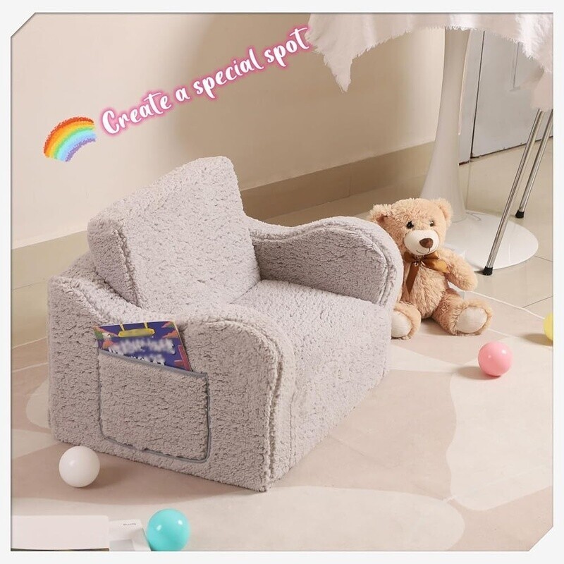 Kids Couch 2-in-1 Fold Out Toddler Sofa Lounger Comfy Machine Washable Furniture