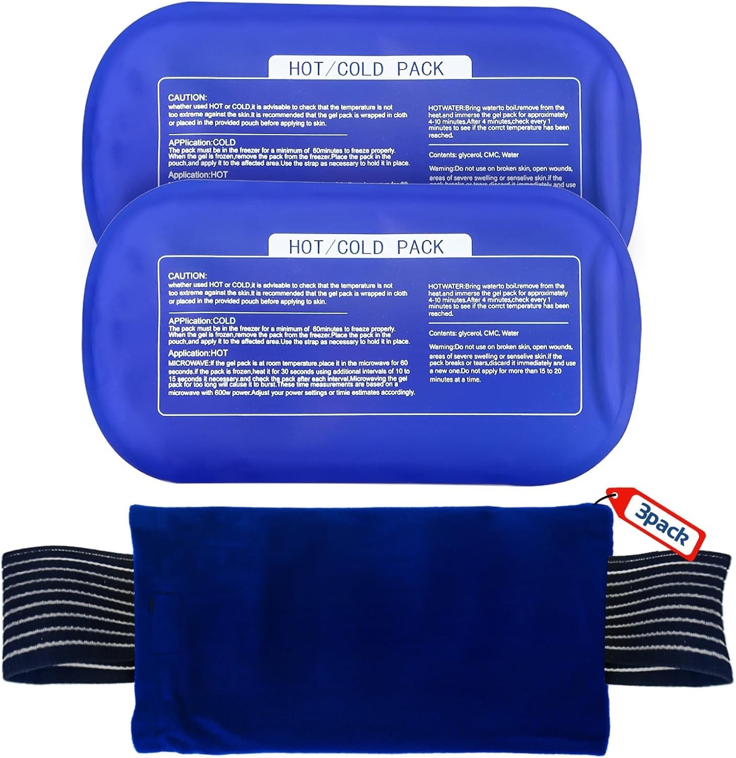 3 Pack Reusable Hot and Cold Ice Packs for Injuries, Knee 3 - Middle