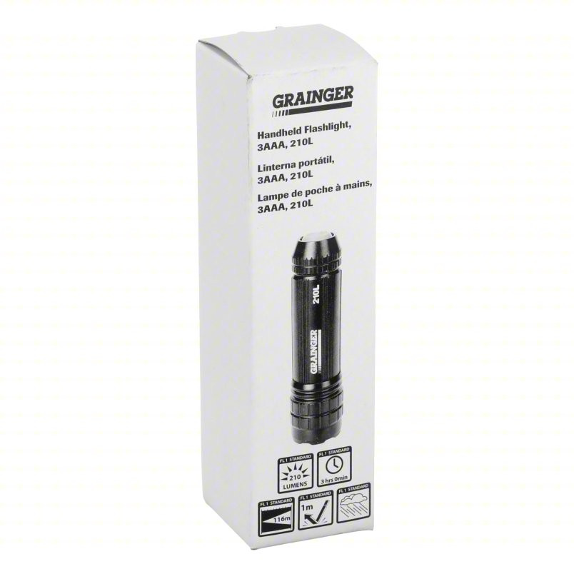 Grainger LED Flashlight 210 Lumens AAA Tactical Aluminum IPX4 105m