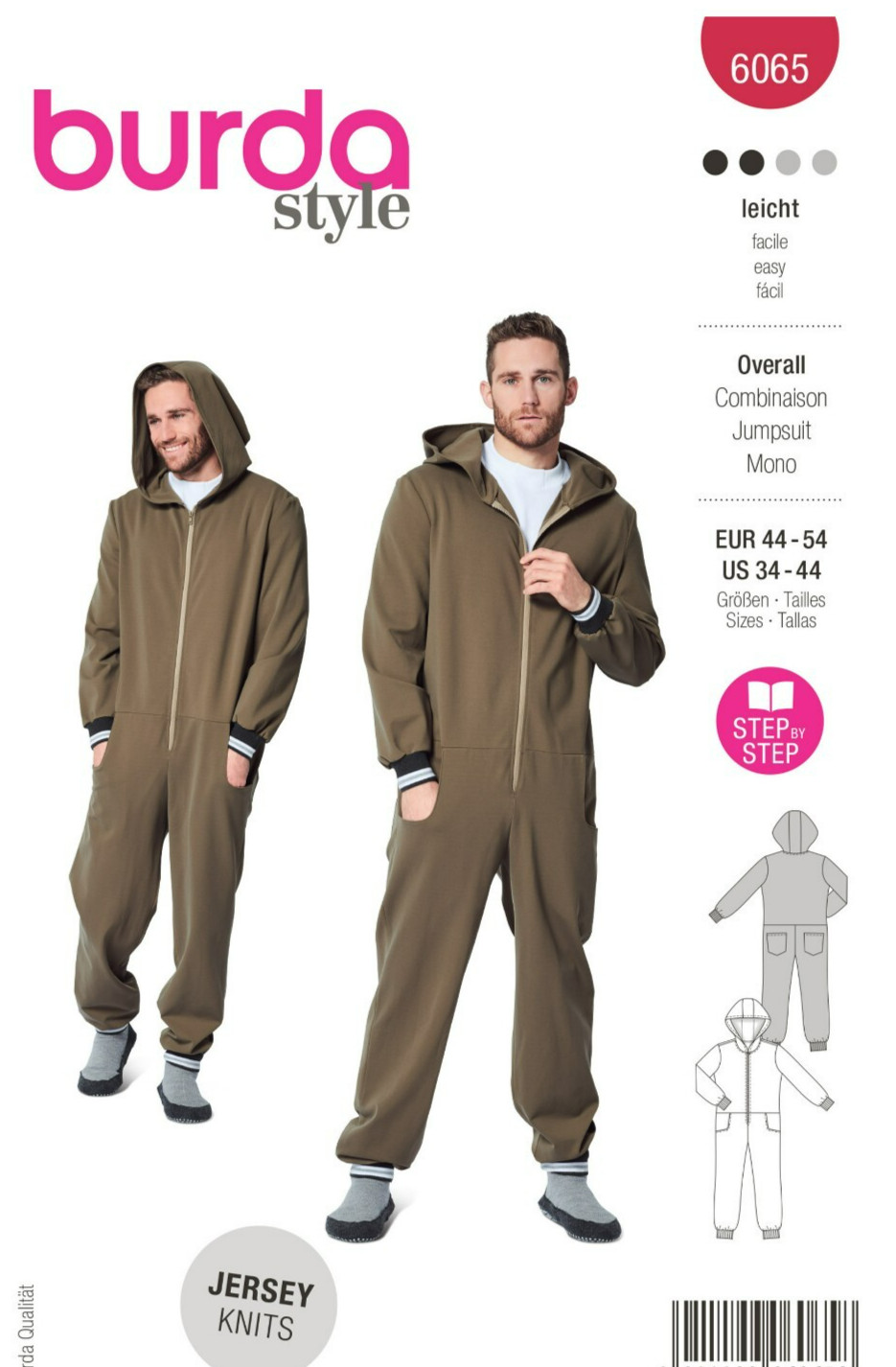 Burda 6065  Men's  Overalls with Hood  Sewing Pattern Sz 34-44  New!