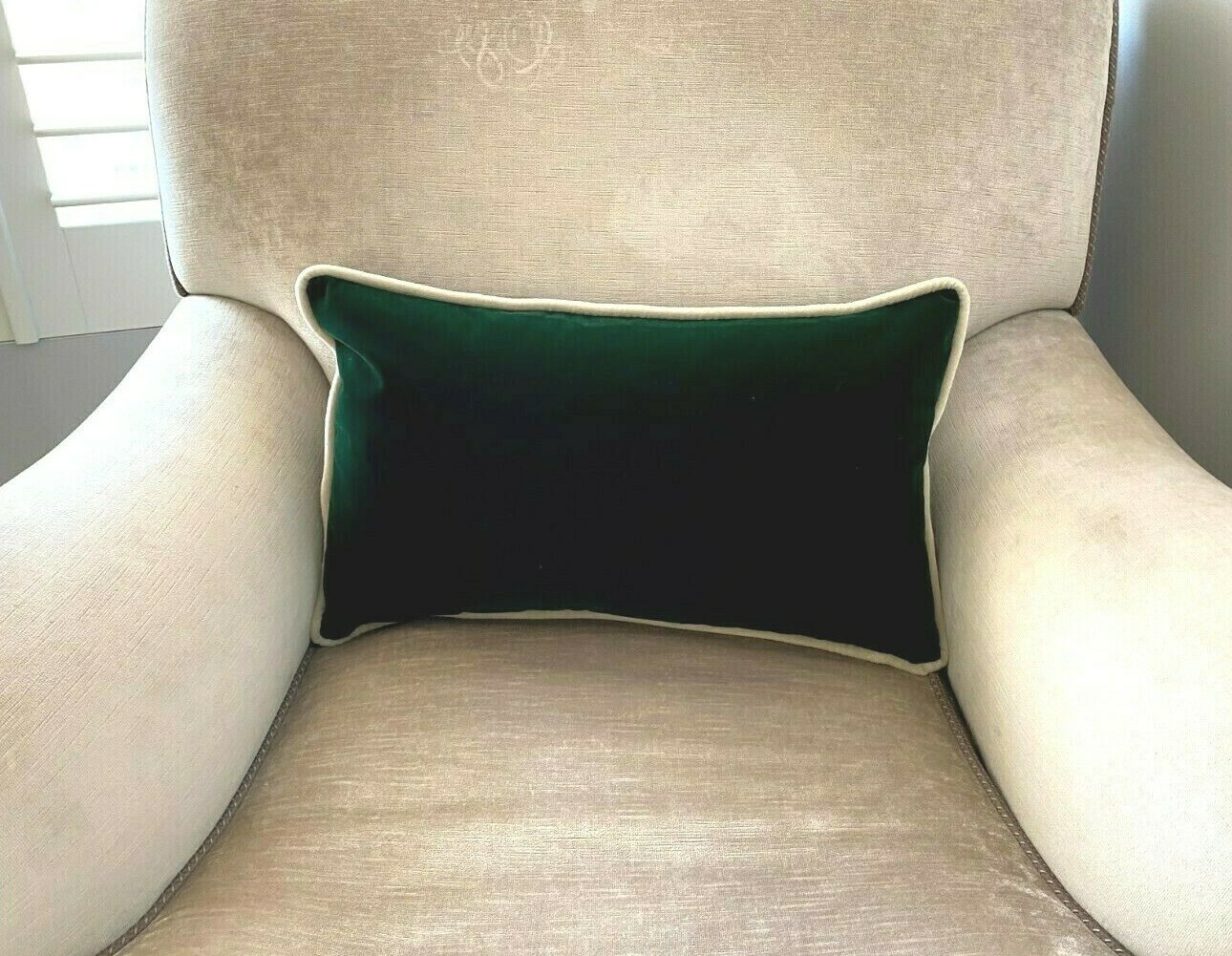 ❇️ NEW Dark Green VELVET Cushion Covers & Stone Velvet Piping OBLONG or SQUARE