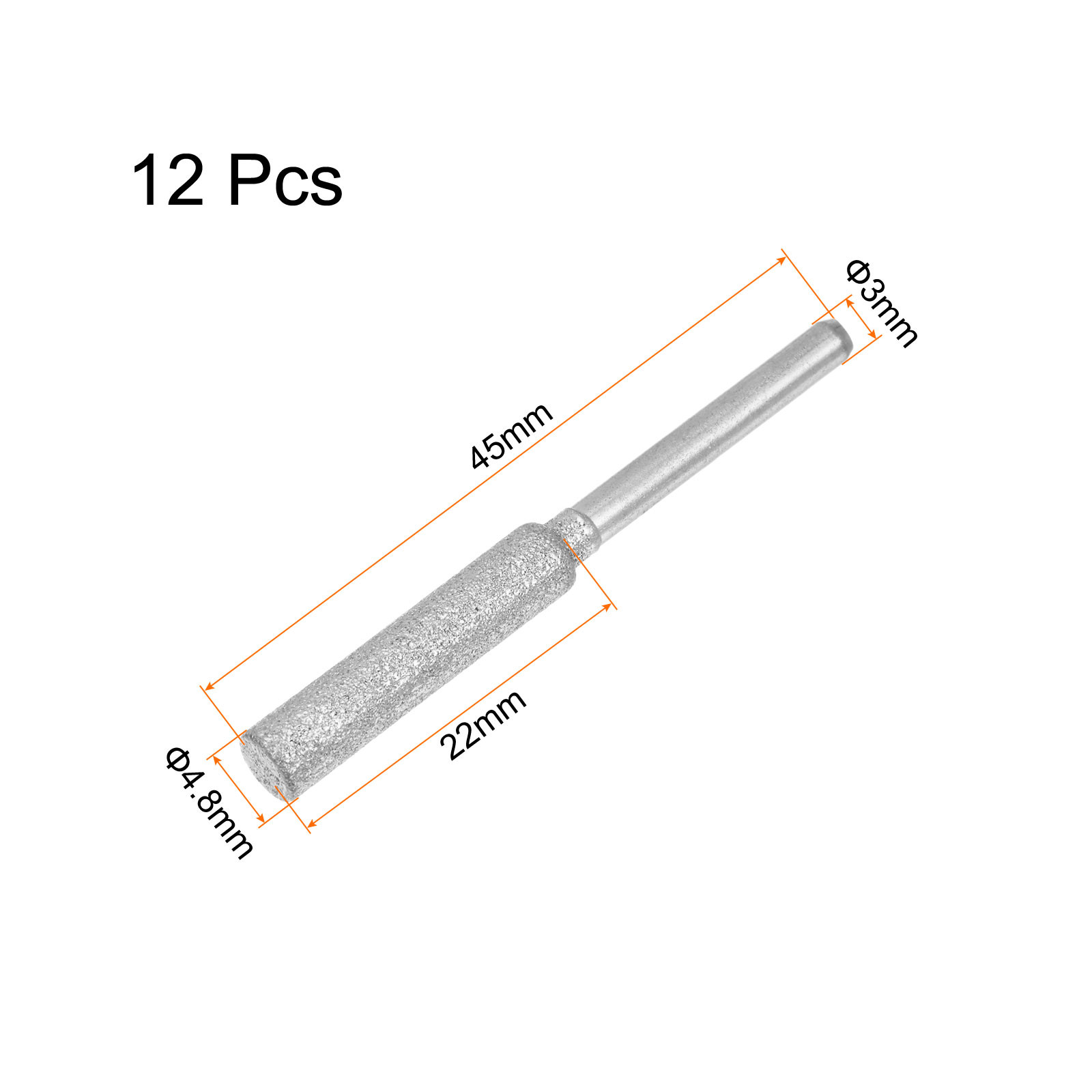2Packs (12pcs) Diamond Coated Chainsaw Sharpener Bits 3/16" 4.8mm Grinder