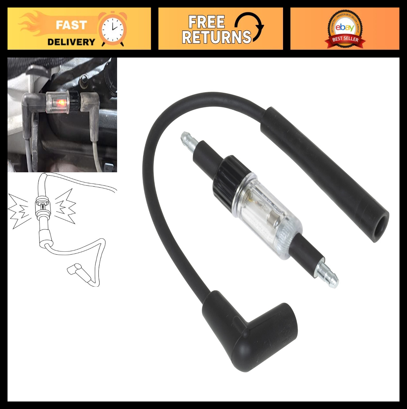 Inline Spark Tester for Engine Diagnostics, Automotive Tool, Ignition System Tes