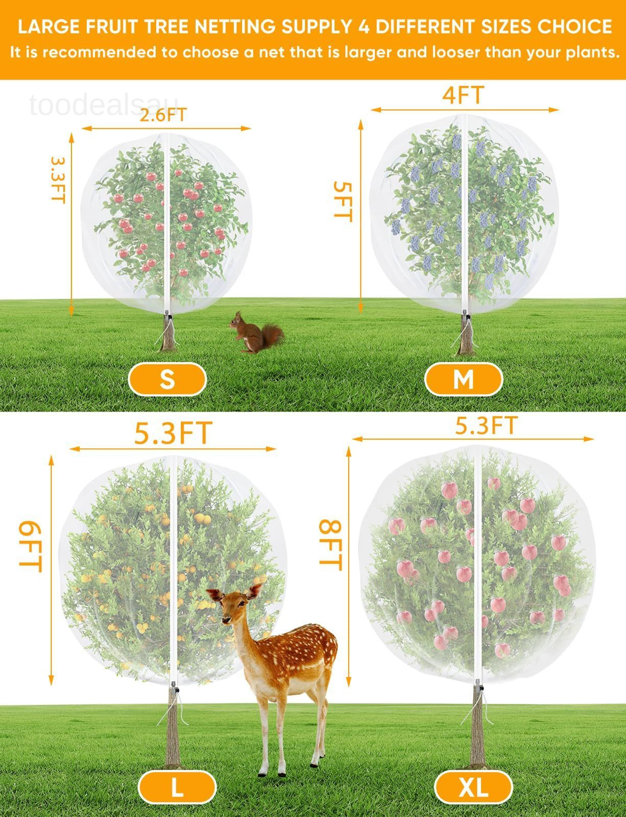 Fruit Tree Netting for Cicadas - with 2Pcs 6Ftx5.3Ft 6X5.3FT, White