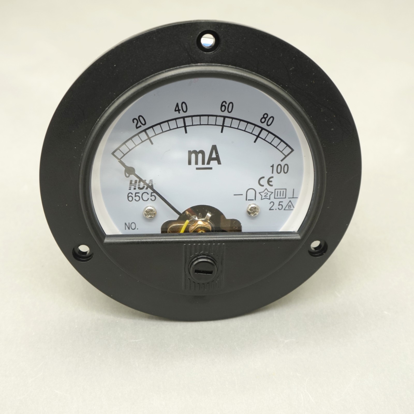 1pc 65C5 DC 0-100mA Round Analog Ammeter Panel AMP Current Meter Dia. 90mm