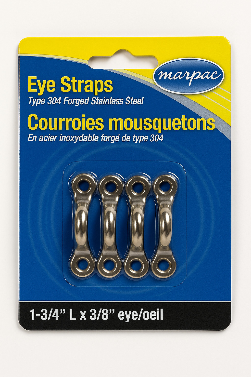 Marpac 7-0502 Stainless Steel Bimini Top Eye Straps 4 Pack Boat Marine