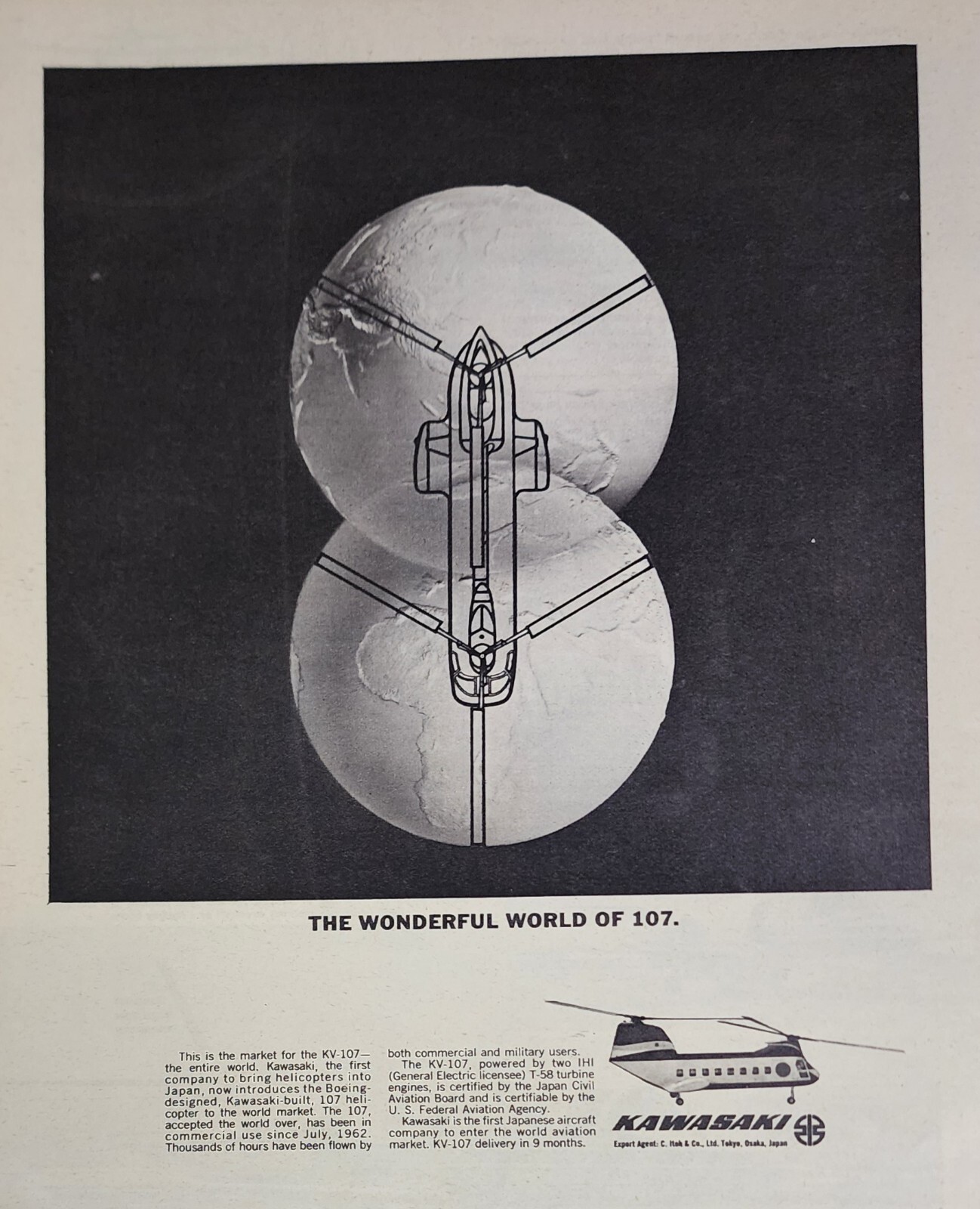 Boeing Helicopter Magazine Ad Picture 1966 Wall Art Display