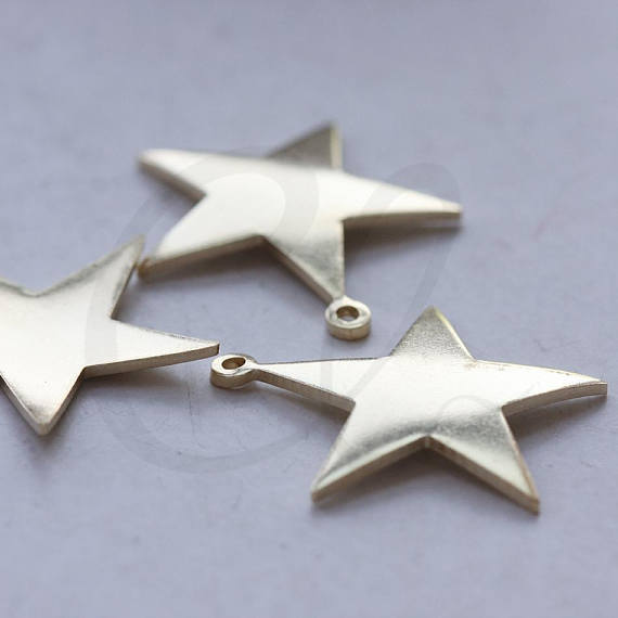 10 Pieces Raw Brass Star Charm - 26.4x24.6mm (CW-3800C-J-327)