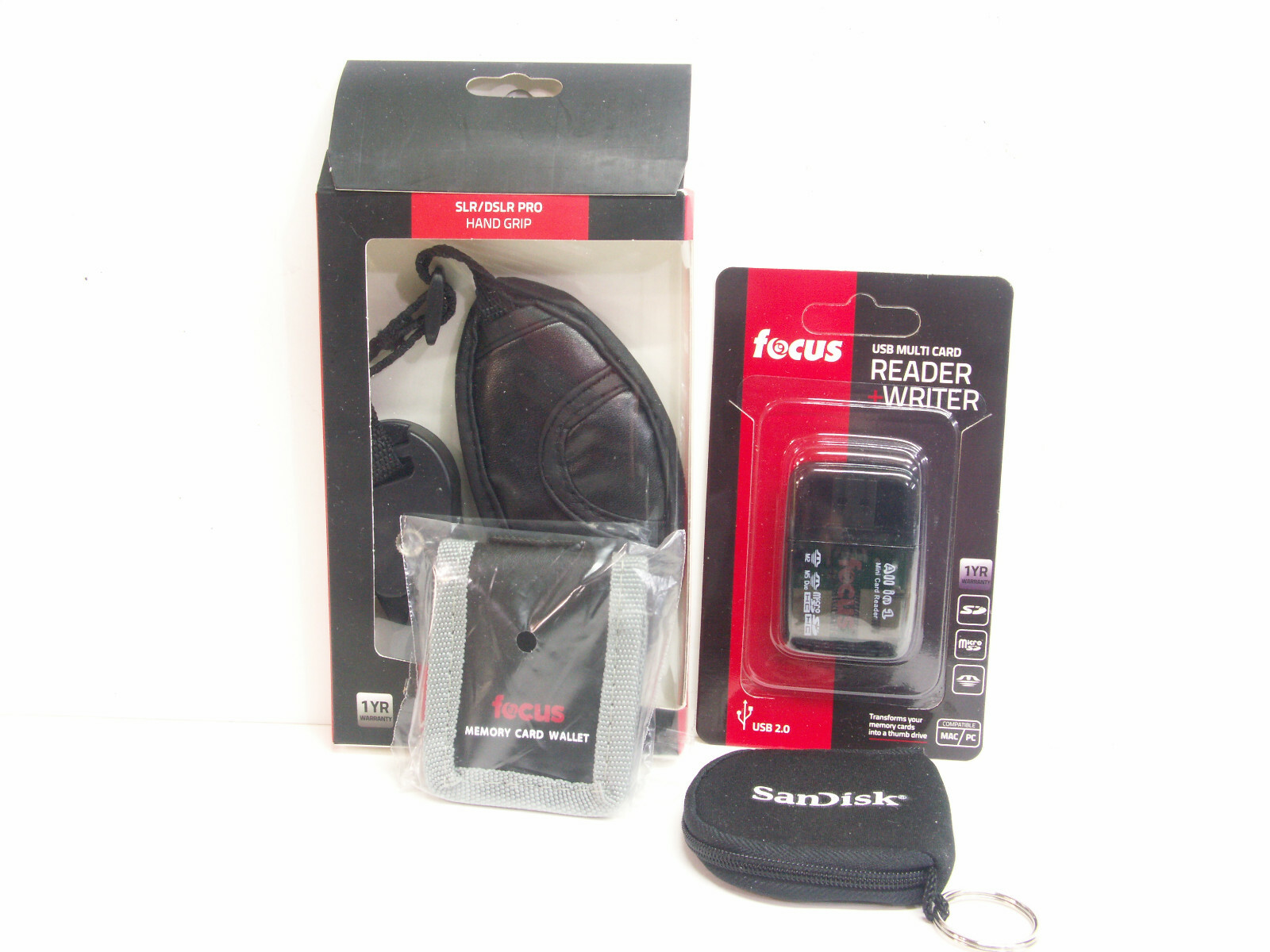 Wrist Strap. SD card reader and 2 Sd card pouches