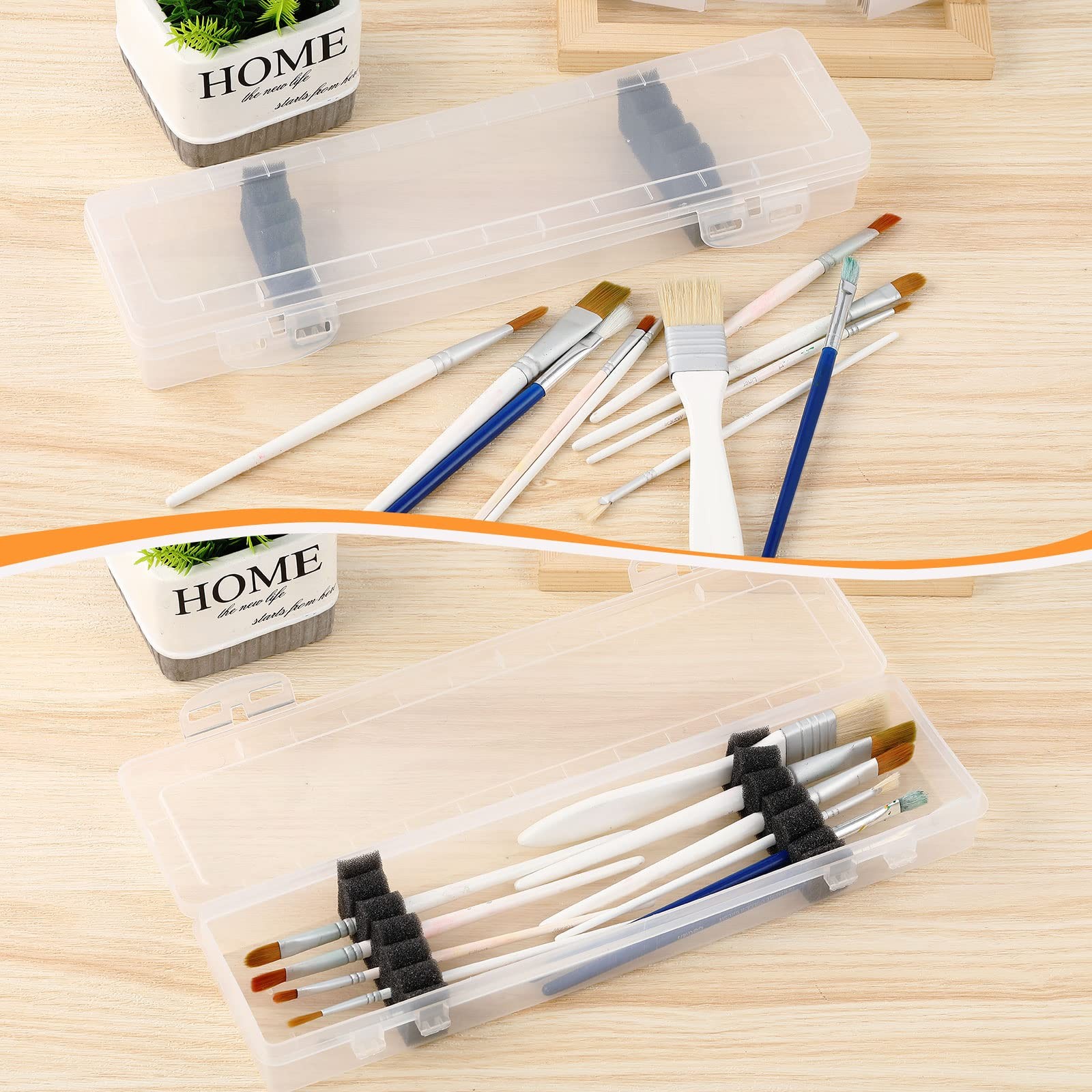 3 Pcs Paint Brush Storage Containers with Foam Inserts, Paint Brush Organizer...