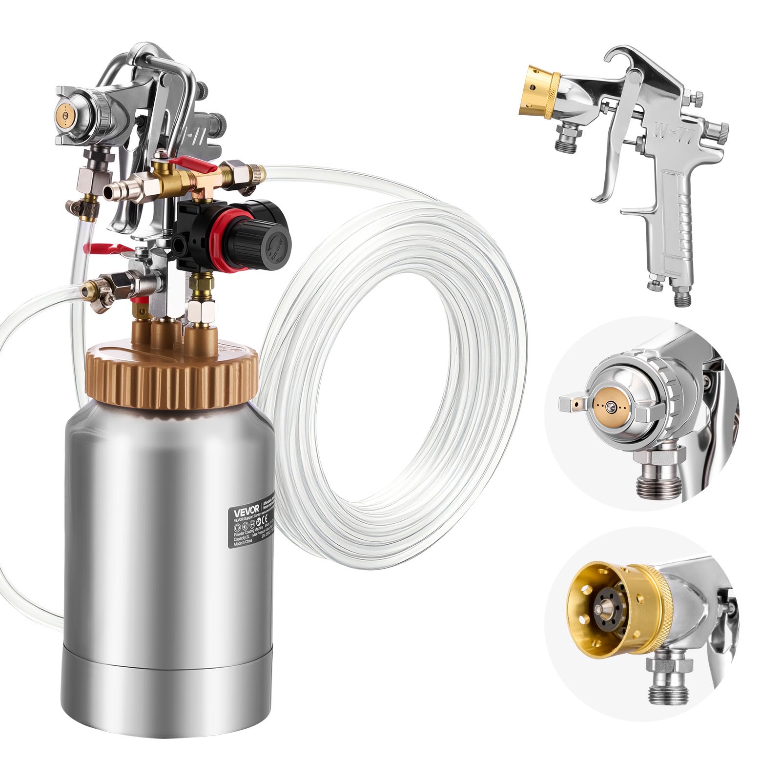 VEVOR Spray Paint Pressure Pot 0.5 Gal/2 L φ1.8mm + φ3mm Paint Pressure Pot