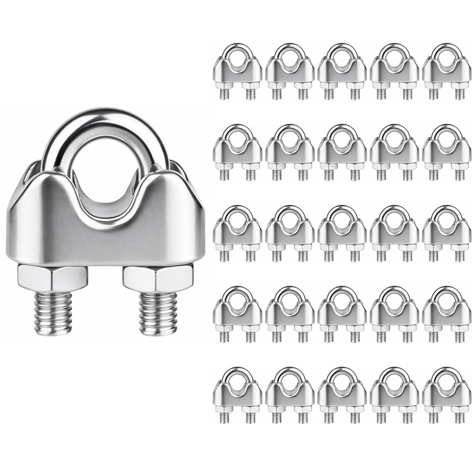 Oesotry 25Pcs 3/16 inch Stainless Steel Wire Rope Cable M4-25P, Silver