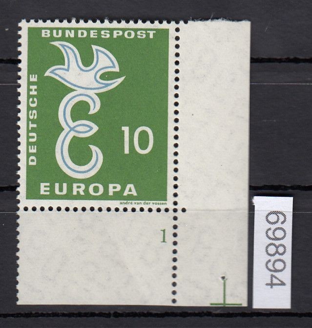 Federal Republic 1958, Mich.-No.: 295 ** FN 1 Corner edge