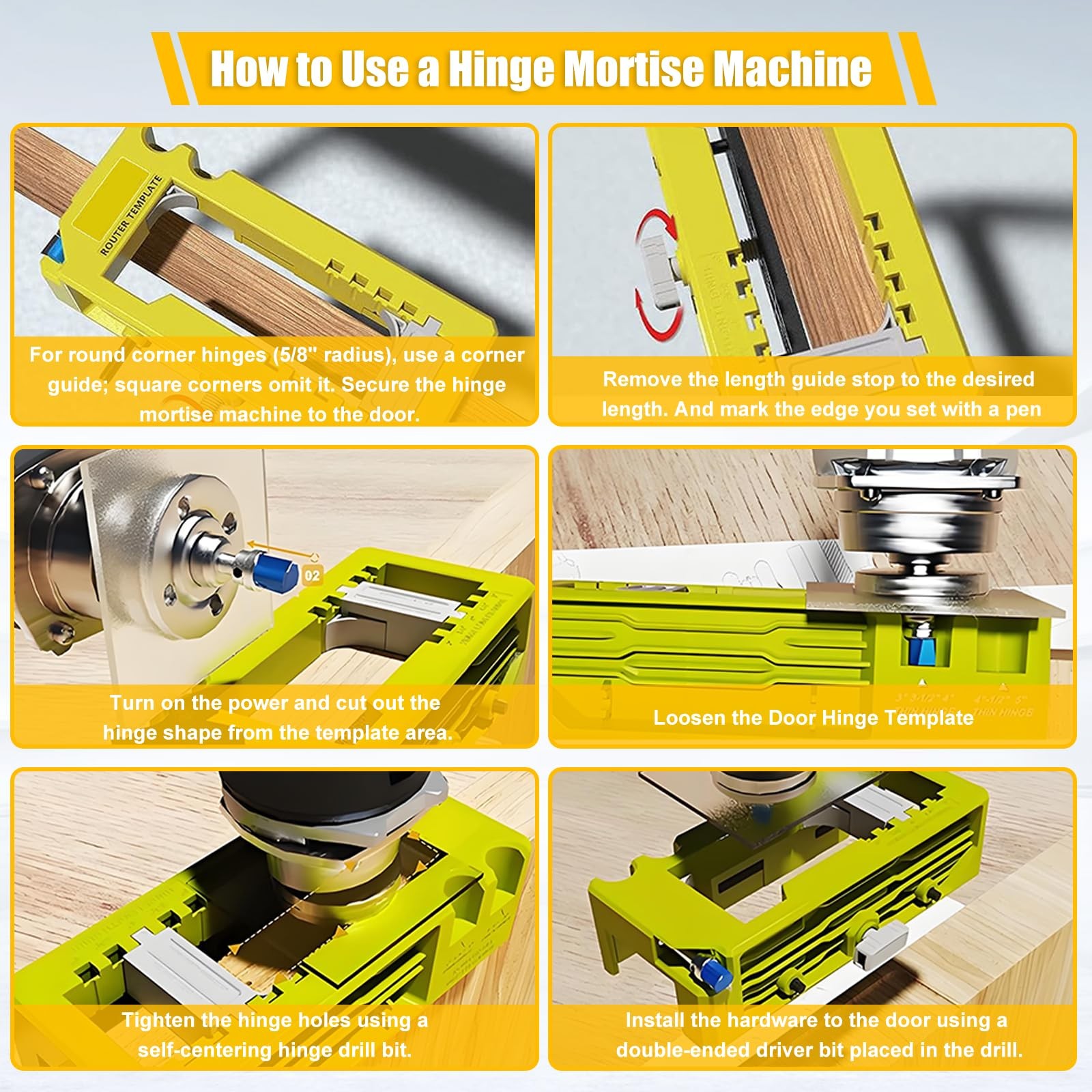 Door Hinge And Latch Installation Kit Mortiser Template Lock Tools Adjustable