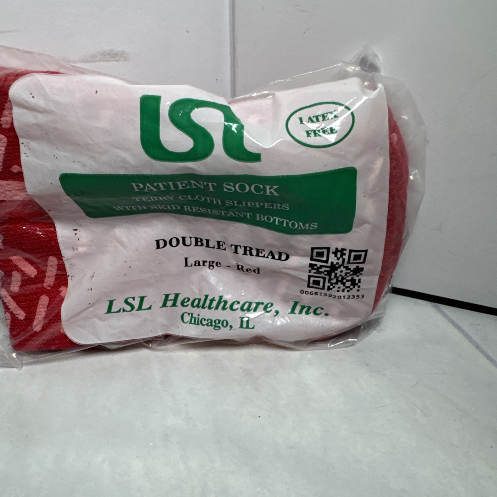 New LSL Safety Care Footwear Red Traction Sock With Skid-Resistant Bottom  Large