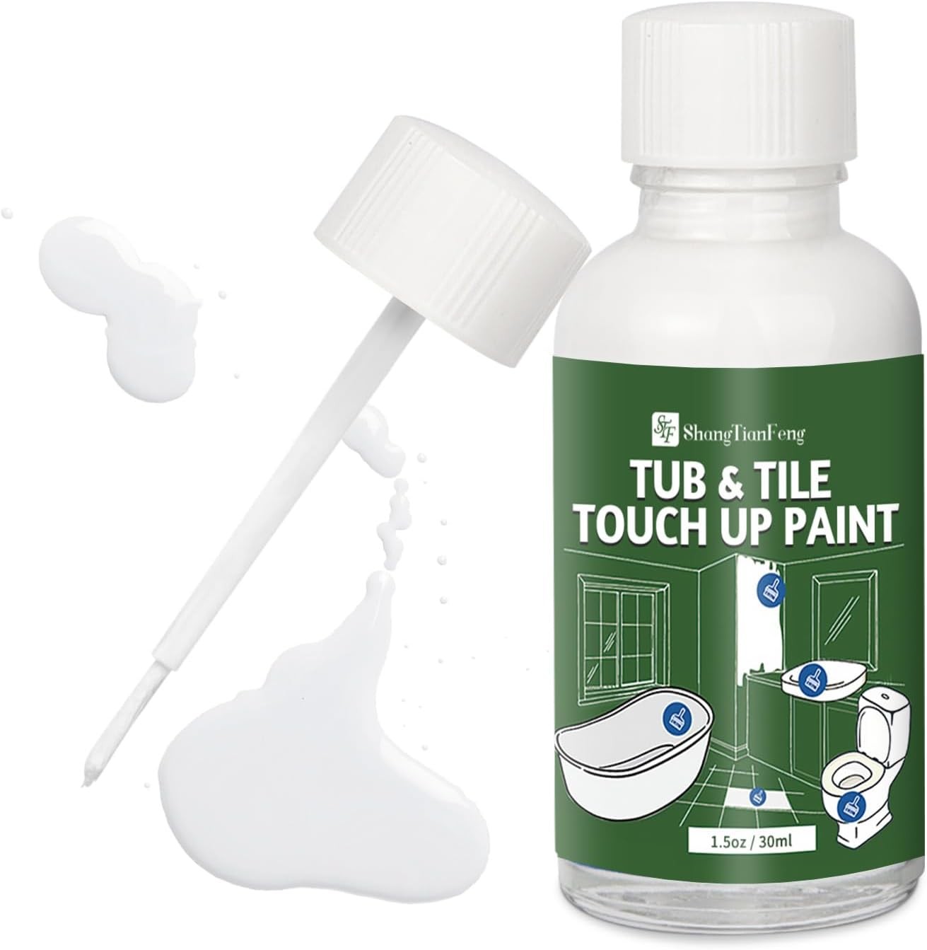 Specialty Tub and Tile Touch Up Paint Kit - High-Gloss White, 1.5 Oz, White