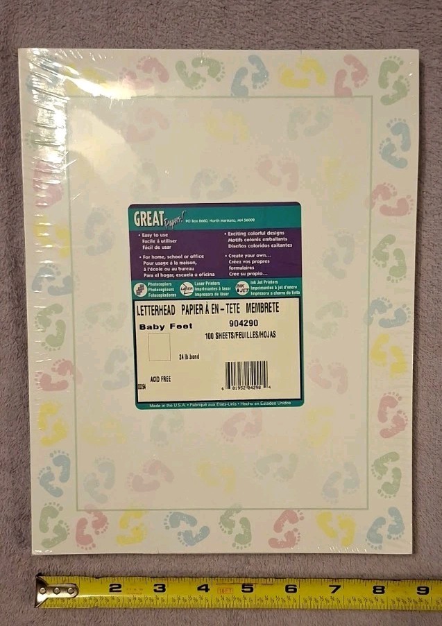 Unopened Baby Themed Stationery Letterhead 100 Sheets 24 Lb #744