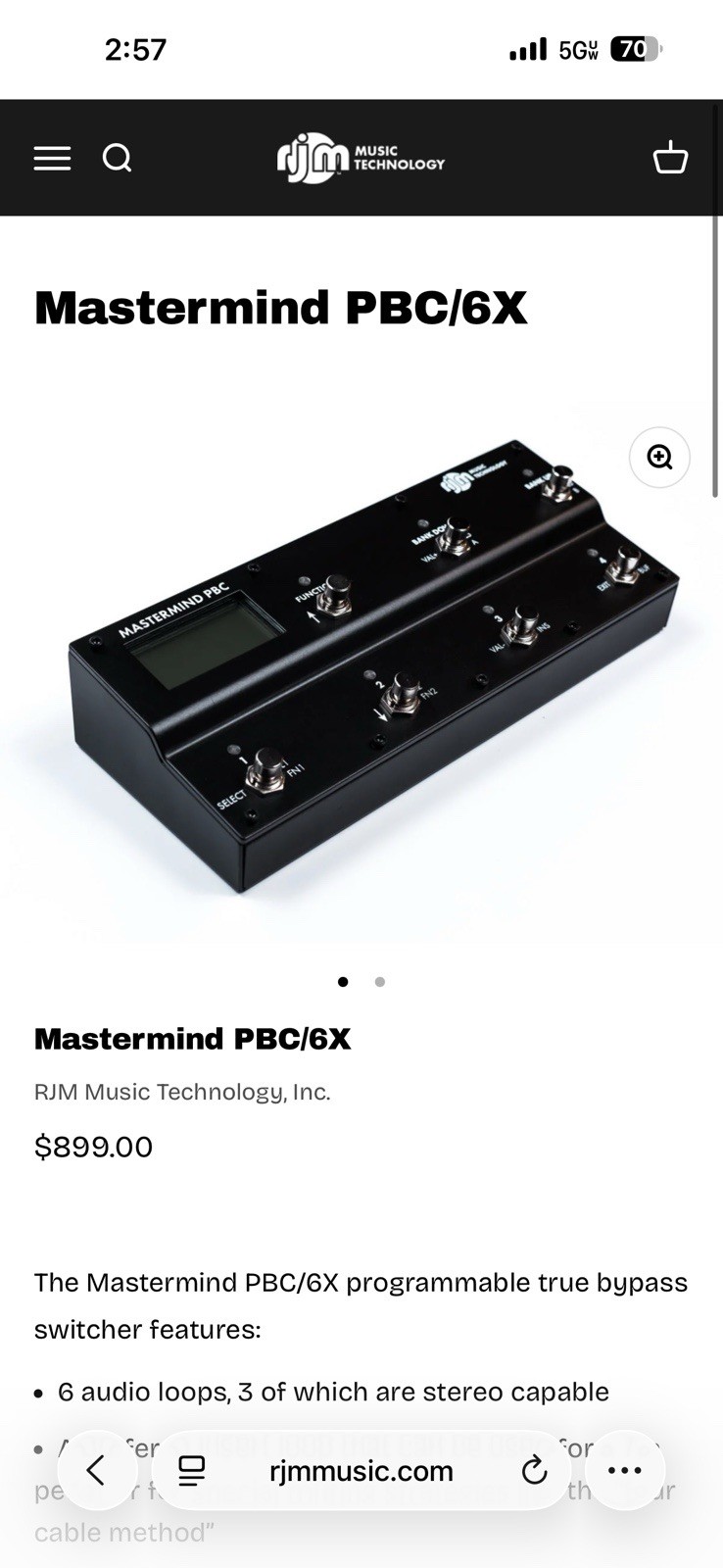 RJM Music Technology Mastermind PBC/6X Programmable True Bypass Switcher/Looper