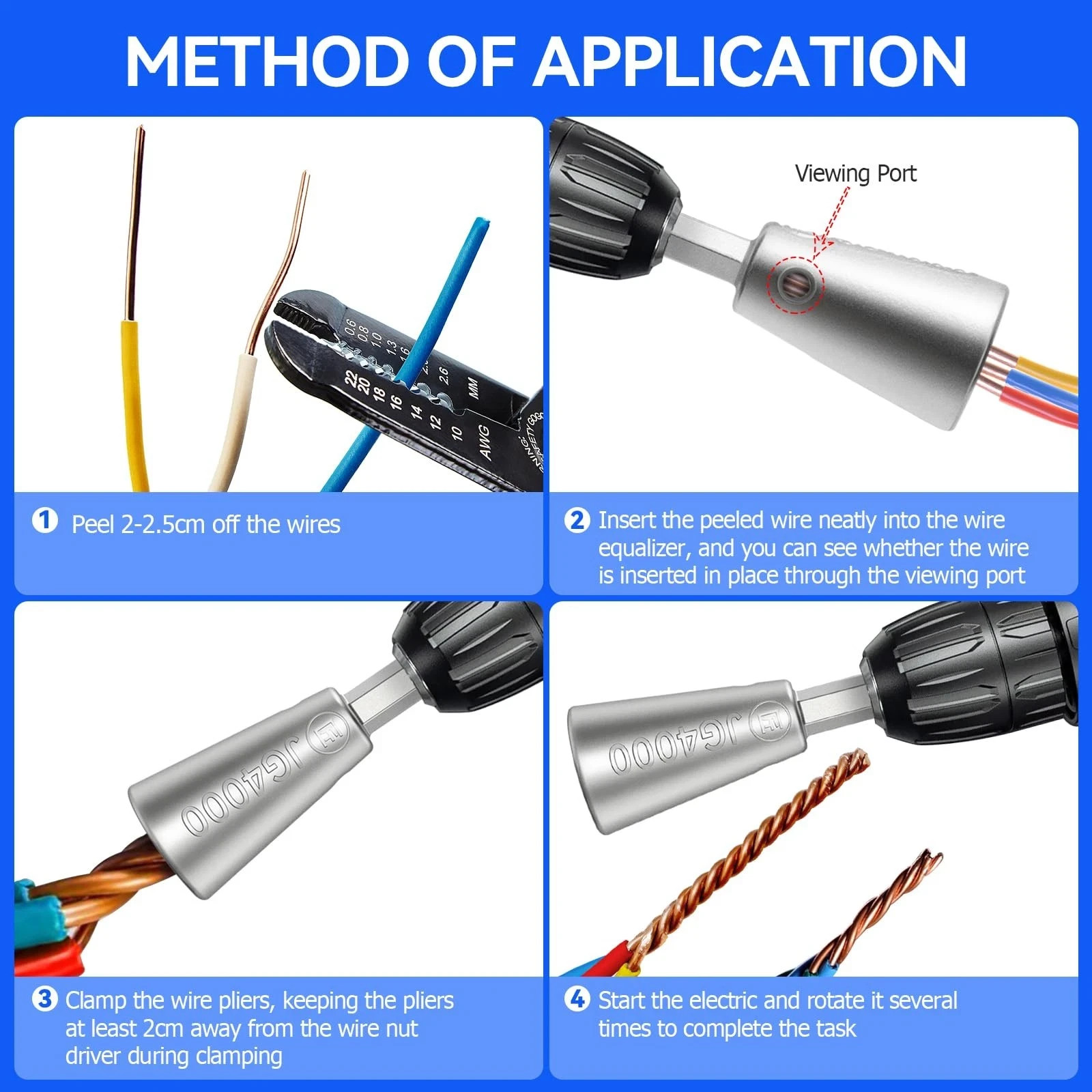 JG4000 2 Pack Wire Twisting Tool Cable Quick Twister for Electrical Power Drill