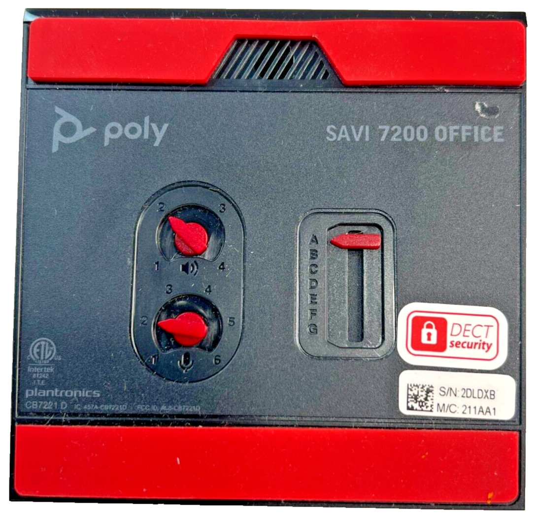Polycom Savi 7210 Office Wireless Mono DECT On-Ear Headset System Black Tested