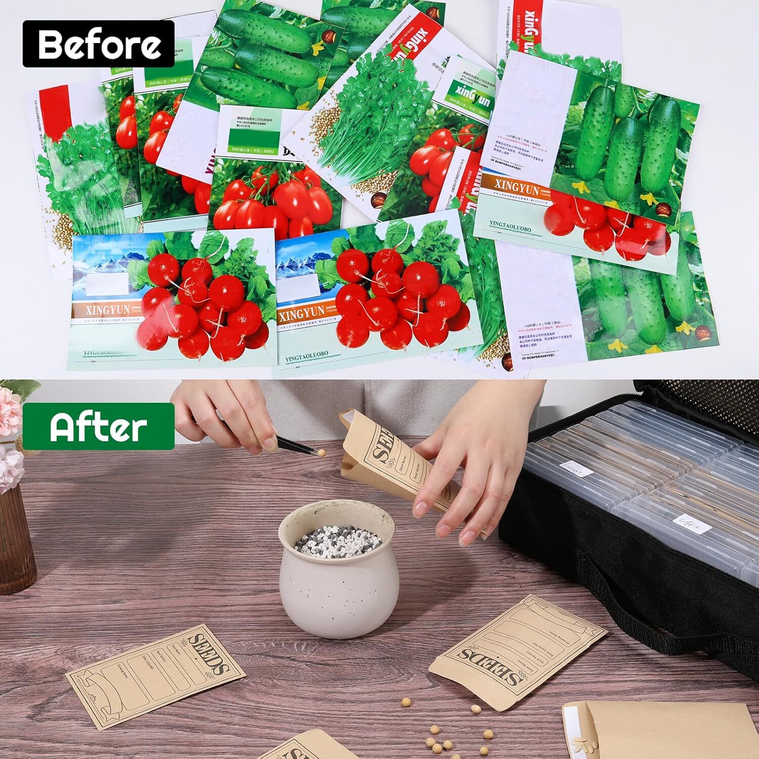 27 Slots Seed Storage Organizer Box, Garden Seed Packet Organize