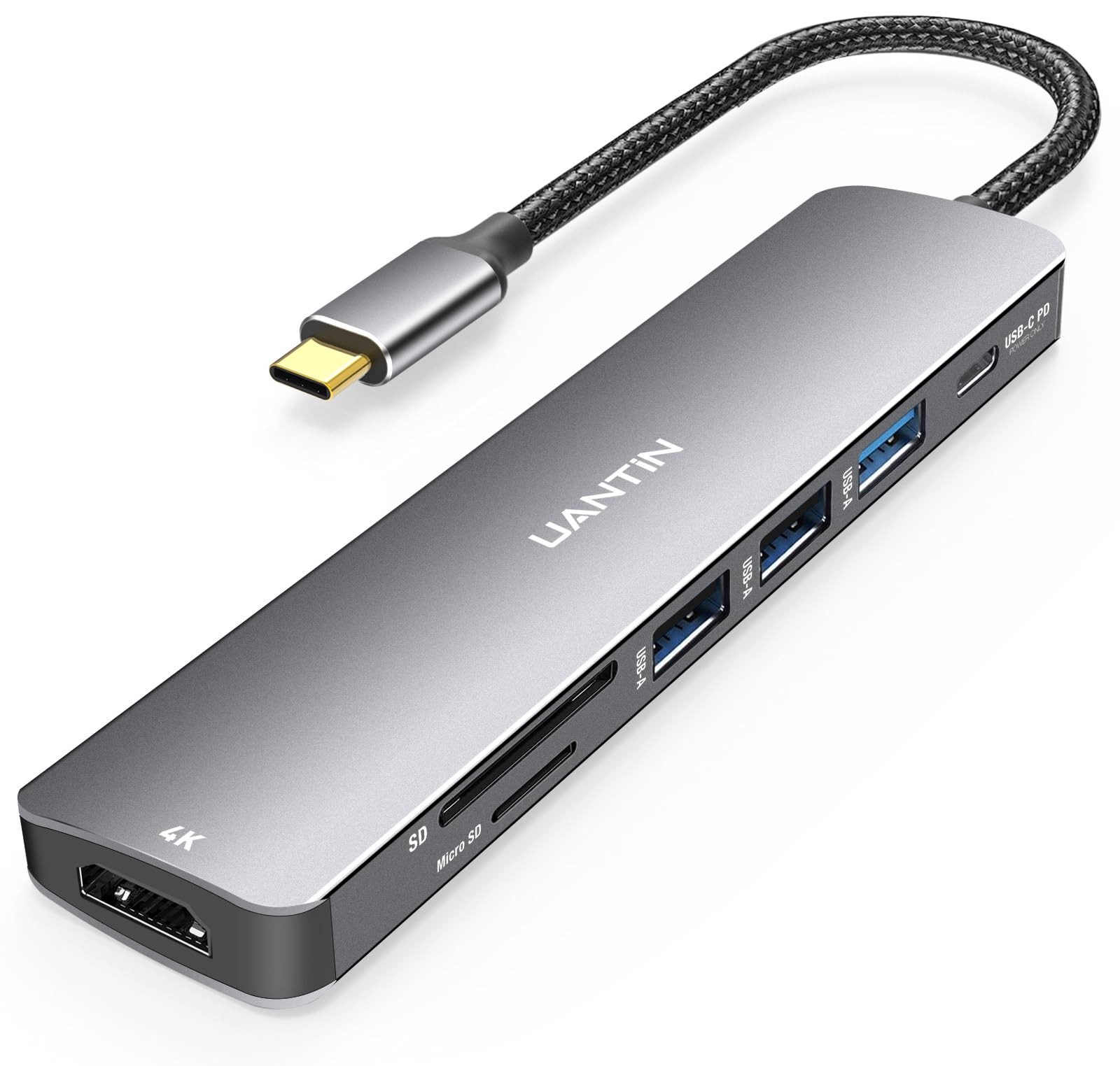 UANTIN USB C Hub 7 in 1 Multiport C 7 1 Adapter, Black