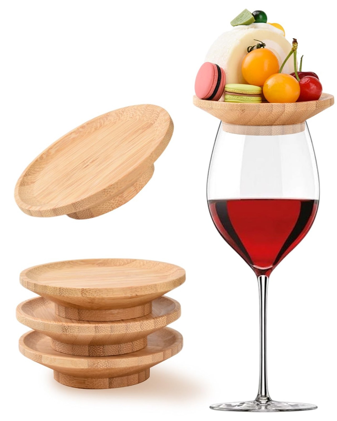 4 Pcs Wine Glass Charcuterie Topper, 4" Mini Charcuterie Boards, Wine Appetiz...