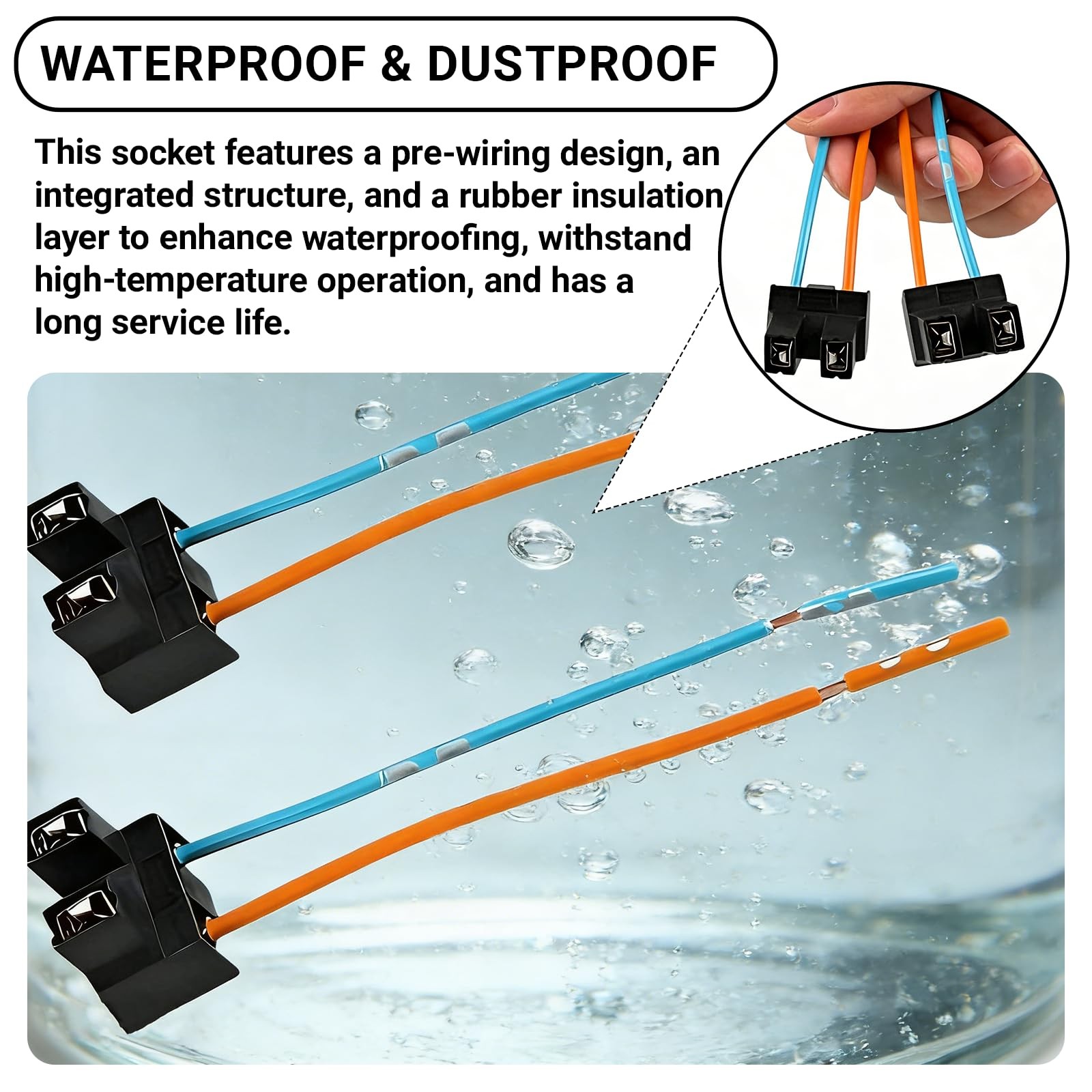KoiLuvGo 2PCS H7 Bulb Socket, Socket Harness Extension Kit, Black