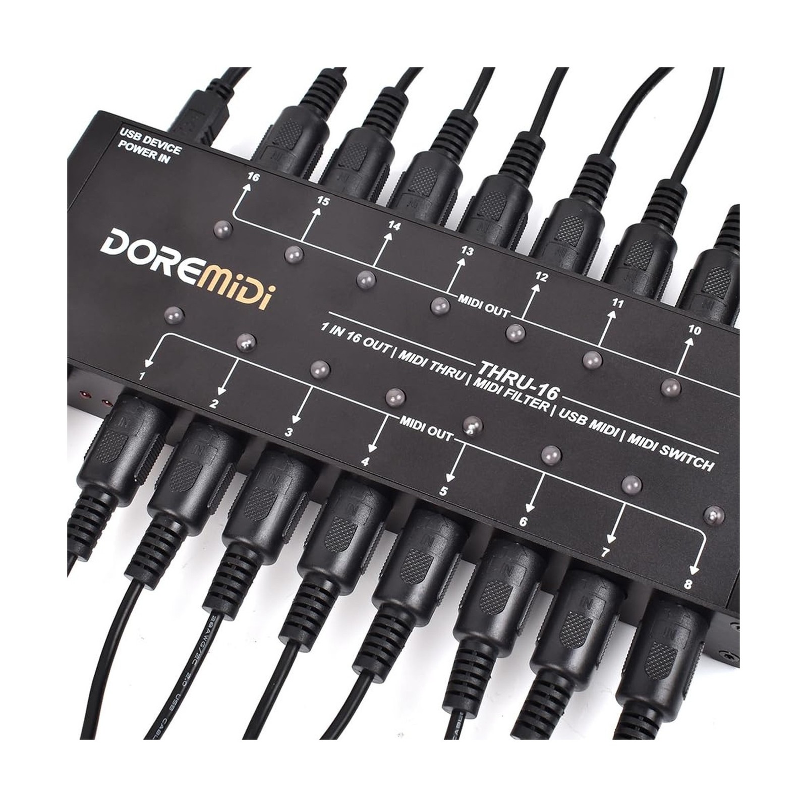 MIDI THRU-16 Box Filter and Switch 1 MIDI input into 16 MIDI outputs and each...